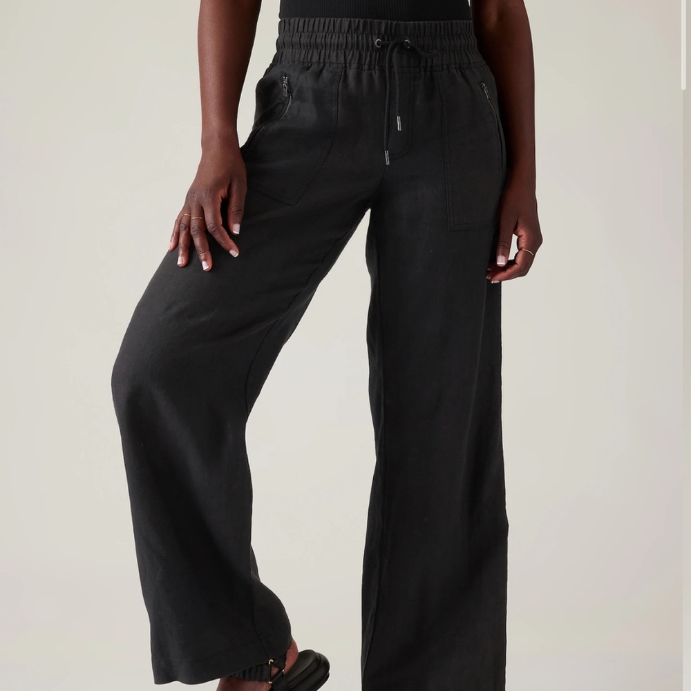Black linen pants athleta size 6